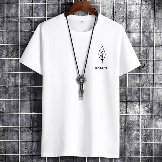 JFUNCY S-6XL Oversize Men Cotton Tee Tops Summer Short Sleeve Men's T-shirt Leaf Print Male Casual Tshirt Graphic T Shirts