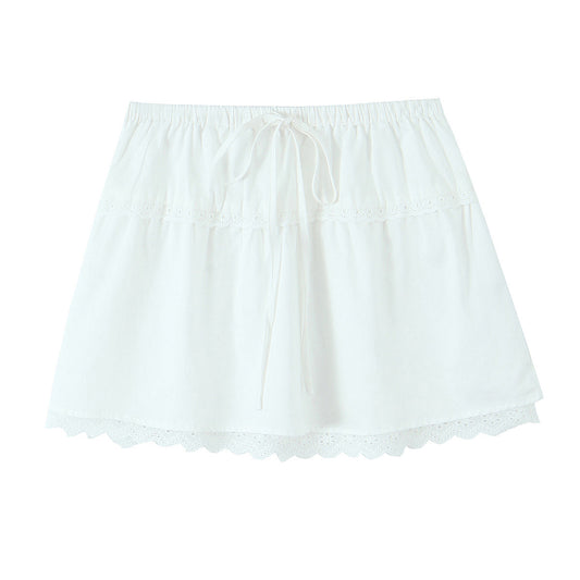Ruffle Hem High Waist Slim Elastic Waist Skirt