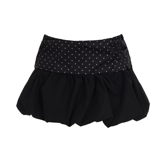 Polka Dot Splicing Slimming Mini Skirt