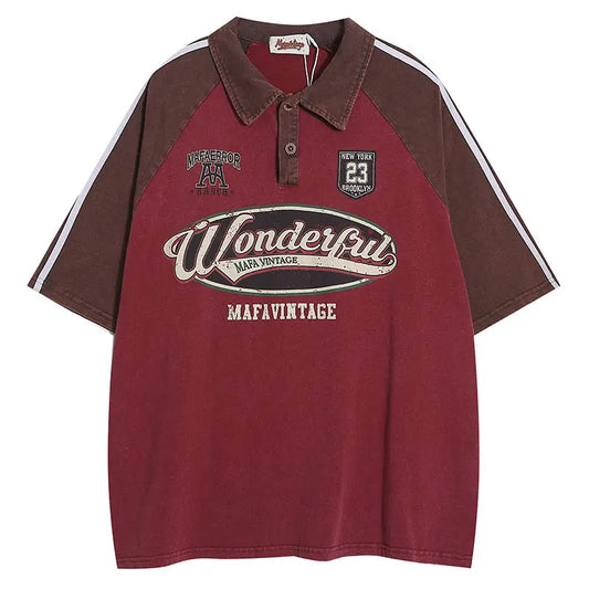 Short Sleeve Polo Shirt Street College Style Couple eprolo