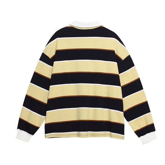 Striped sports campus style polo shirt with a collared sweatshirt eprolo