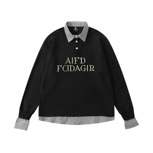 Heavy-duty Rivet Letter Two-piece Polo Shirt for Men and Women, Loose Casual Trendy Personality Couple Top eprolo