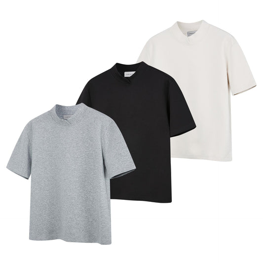 Collar Anti-Wrinkle Stand Collar Oversized Short Sleeve T-Shirt Regular Shoulder Men