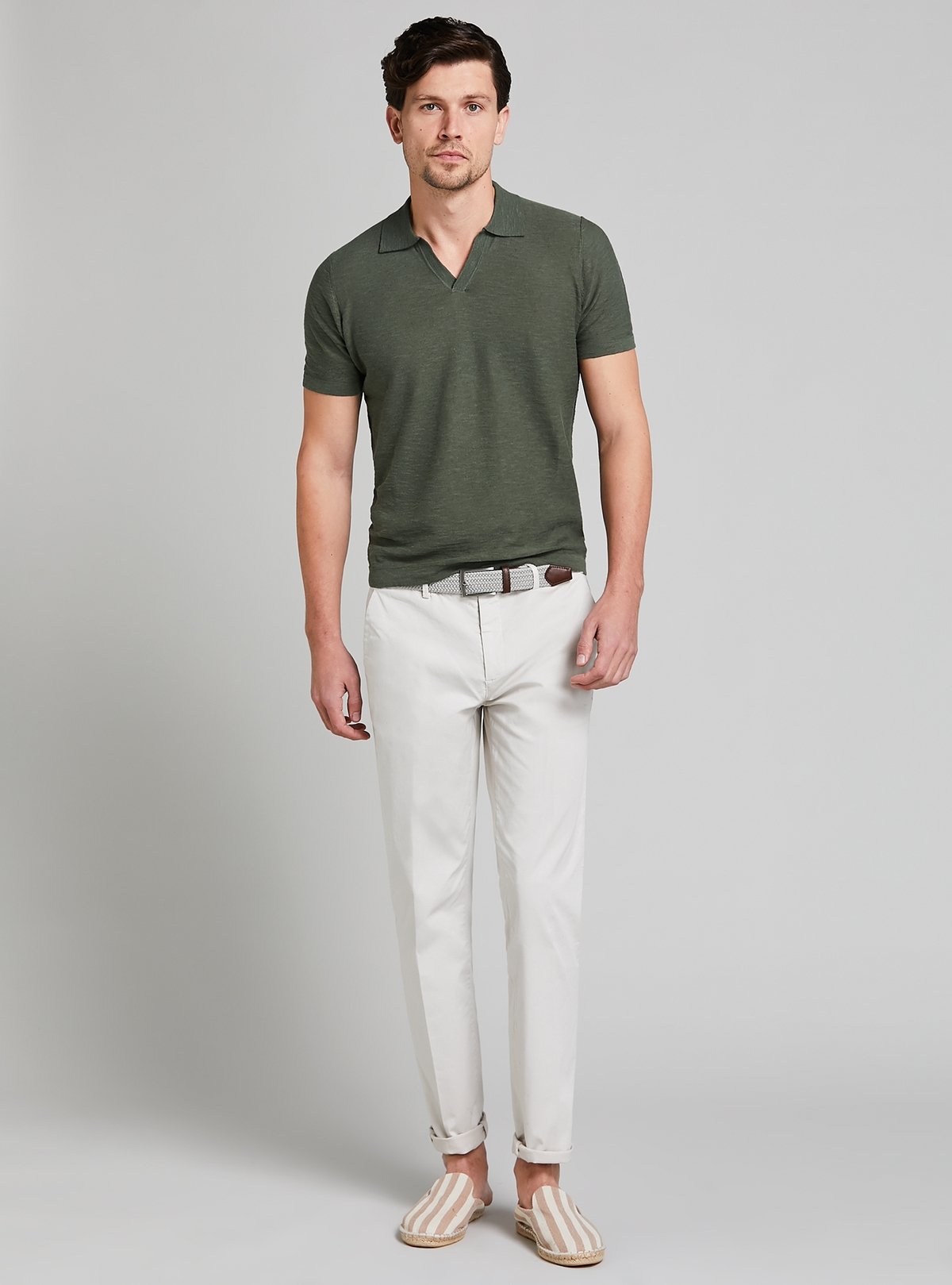 Polo in maglia in cotone e lino-2