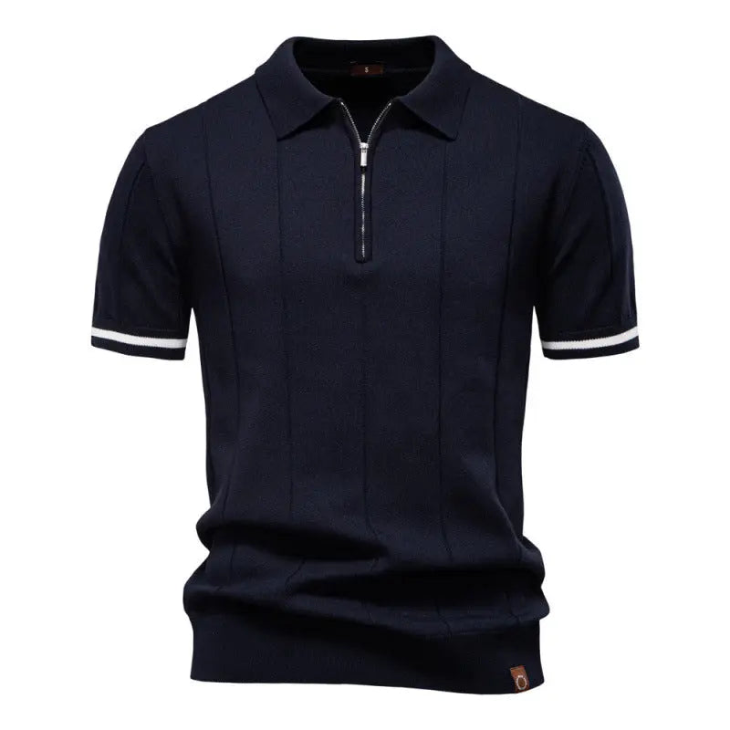 Business Casual Knitted Polo Shirt with Flip Collar Short Sleeve Men's T-Shirt eprolo