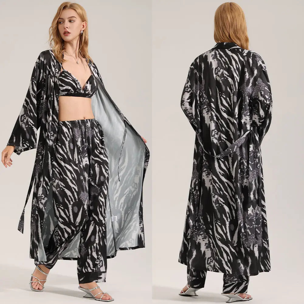 Women's summer long robe and pants three piece set eprolo