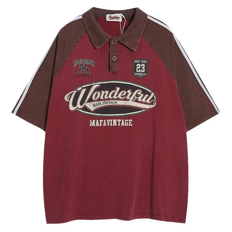 Short Sleeve Polo Shirt Street College Style Couple eprolo