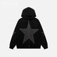 Five cornered star patch embroidered printed hooded sweatshirt with zipper sweatshirt for men eprolo