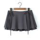 Tie Belt Double Layer Pleated Skirt