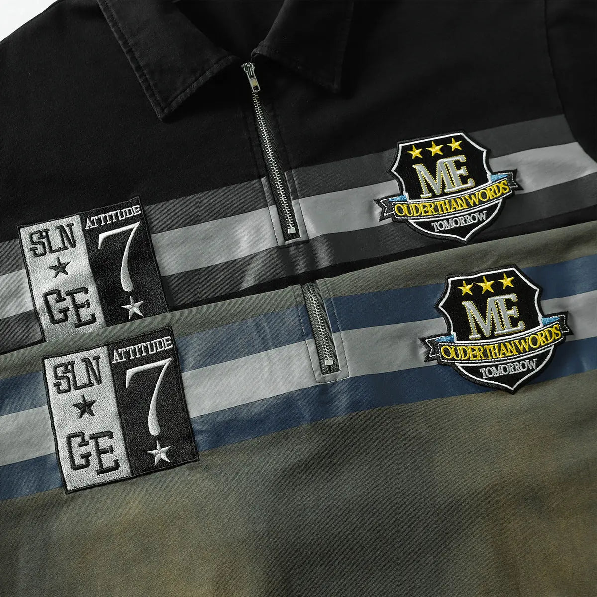 Embroidered sweatshirt with washed collar polo shirt eprolo