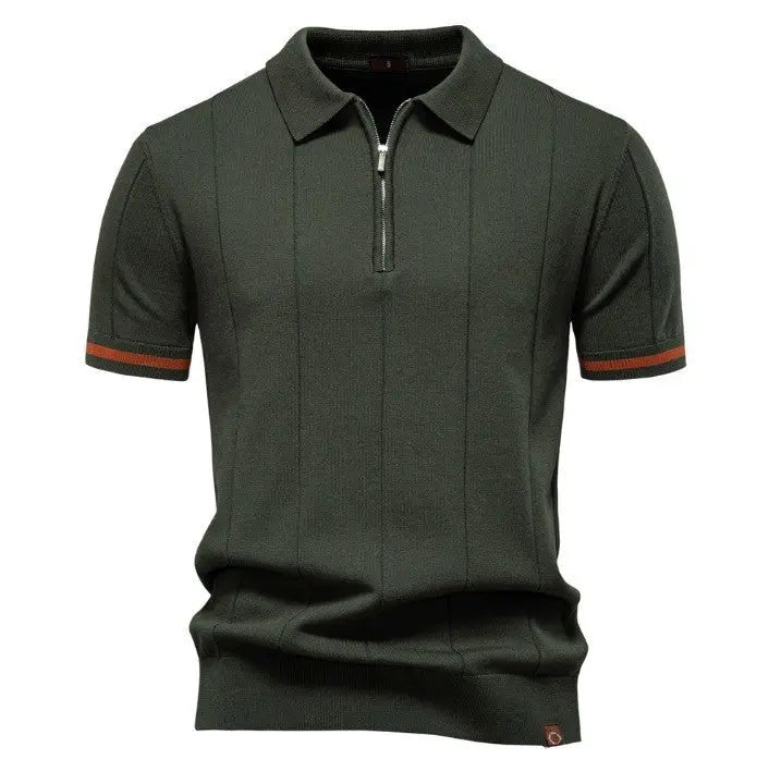Business Casual Knitted Polo Shirt with Flip Collar Short Sleeve Men's T-Shirt eprolo