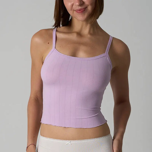 Cotton Brace Short Cotton Sexy Spaghetti Strap Fitted Crop Waist-Cinching Women's Top Lace Trim eprolo