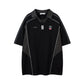 Polo collar sports shirt with stitching and short sleeved T-shirt