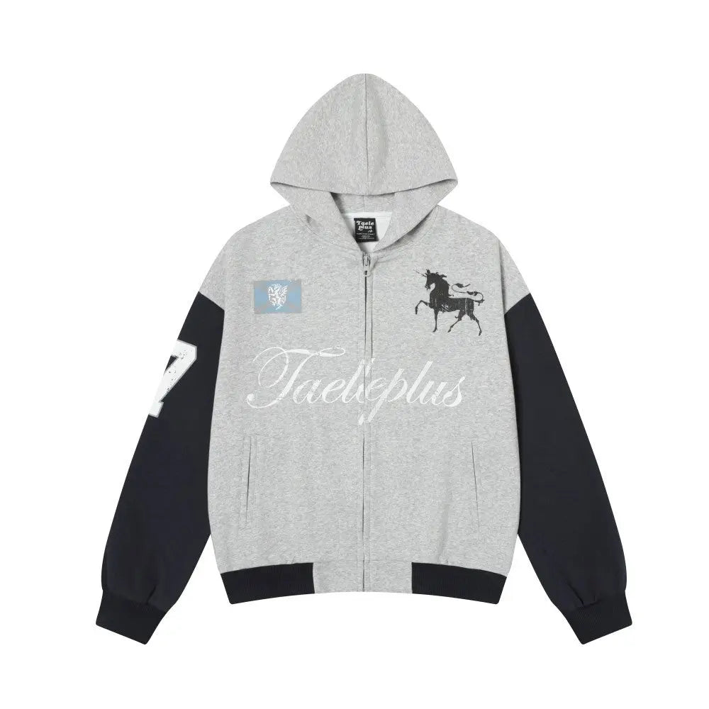 Street Style Faded Printed Cardigan Sweatshirt eprolo