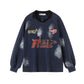 Brush Graffiti Sports Campus Collar Polo Shirt Long Sleeve eprolo