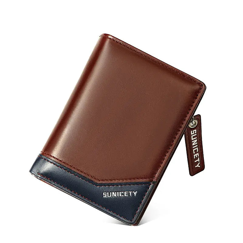 New PU Leather Multi-Function Zipper Short Men's Wallet Rfid Dollar Wallet Card Wallet eprolo