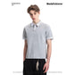 Unique Retro Two-Piece Design Spliced Stripe Polo Collar Layered Short Sleeve Base Shirt