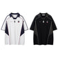 Polo collar sports shirt with stitching and short sleeved T-shirt