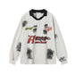 Brush Graffiti Sports Campus Collar Polo Shirt Long Sleeve eprolo