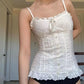 Solid color small camisole folding waist lace top spicy eprolo