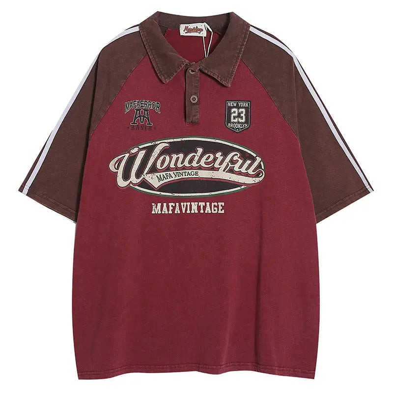 Short Sleeve Polo Shirt Street College Style Couple eprolo