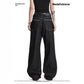 Dark Color Topstitching Straight Loose Commuting Denim Trousers Cleanfit