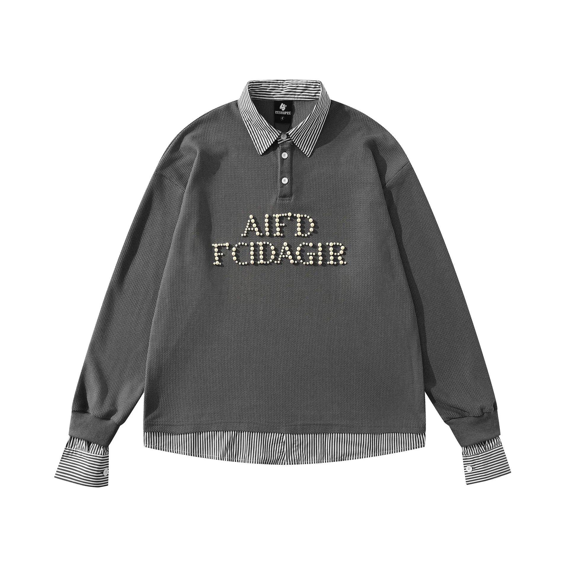 Heavy-duty Rivet Letter Two-piece Polo Shirt for Men and Women, Loose Casual Trendy Personality Couple Top eprolo