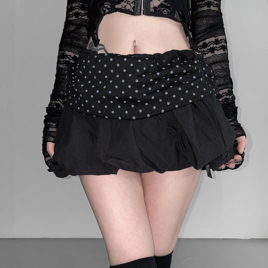 Polka Dot Splicing Slimming Mini Skirt