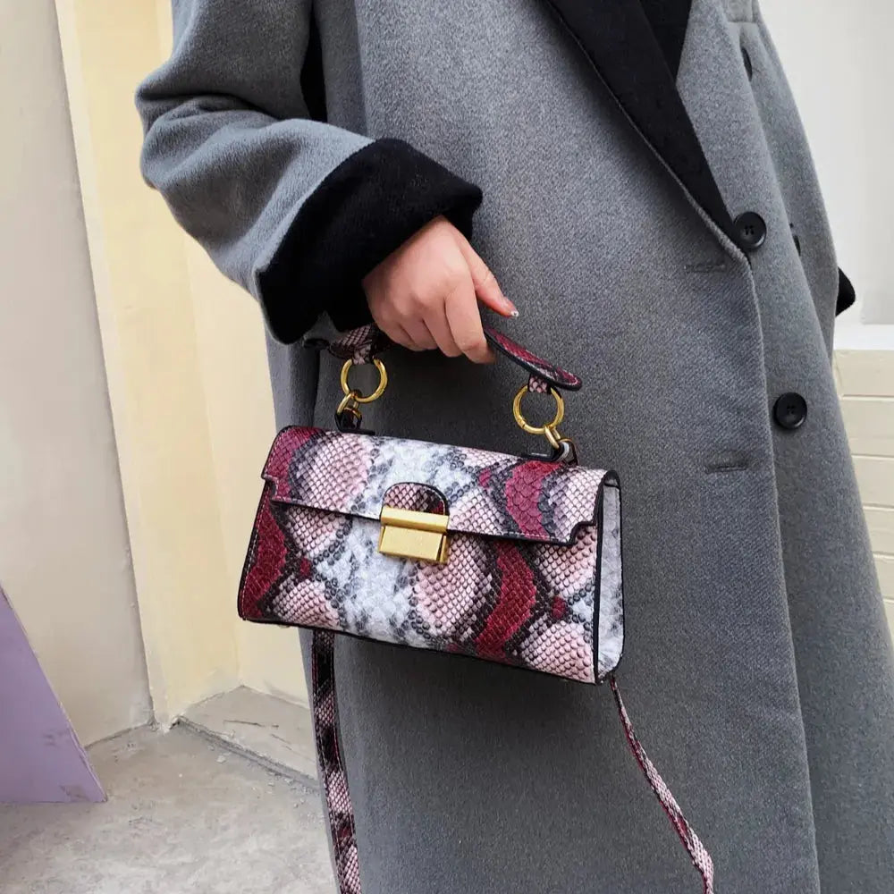 PU Leather Snakeskin Print Crossbody Bag eprolo