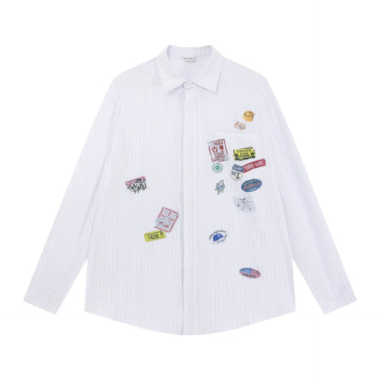 Street Style High-Street Unique Design Loose Long-Sleeve Shirt eprolo