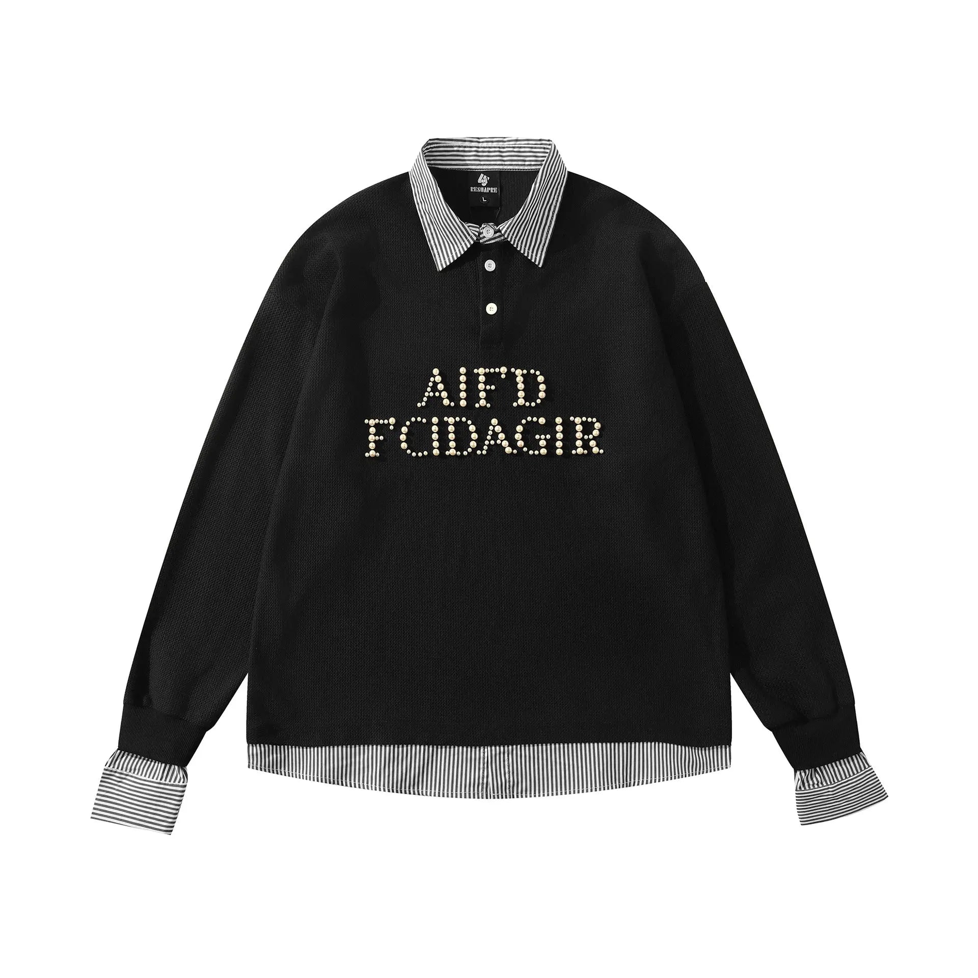 Heavy-duty Rivet Letter Two-piece Polo Shirt for Men and Women, Loose Casual Trendy Personality Couple Top eprolo