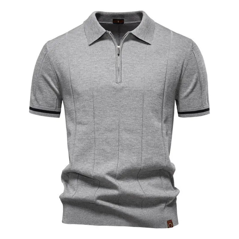 Business Casual Knitted Polo Shirt with Flip Collar Short Sleeve Men's T-Shirt eprolo