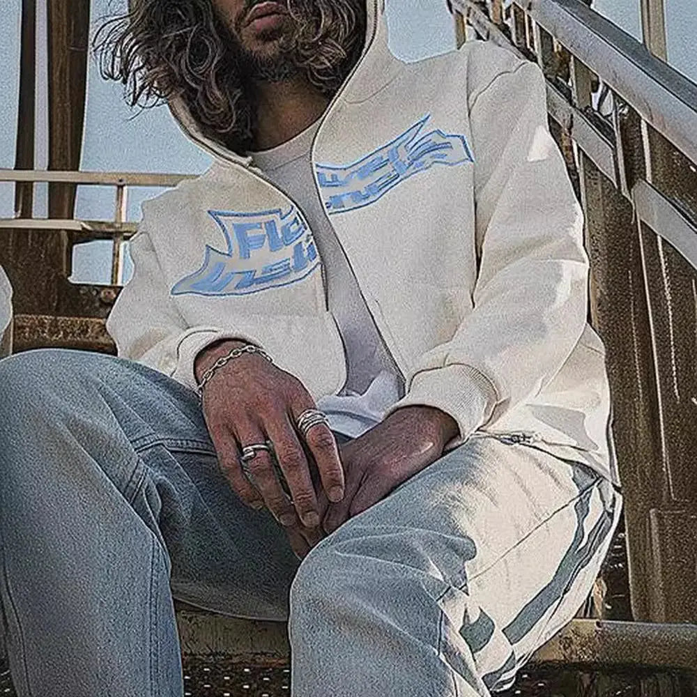 Loose women's hoodie Y2k oversized floral embroidery pattern zipper hoodie eprolo