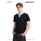 Unique Retro Two-Piece Design Spliced Stripe Polo Collar Layered Short Sleeve Base Shirt