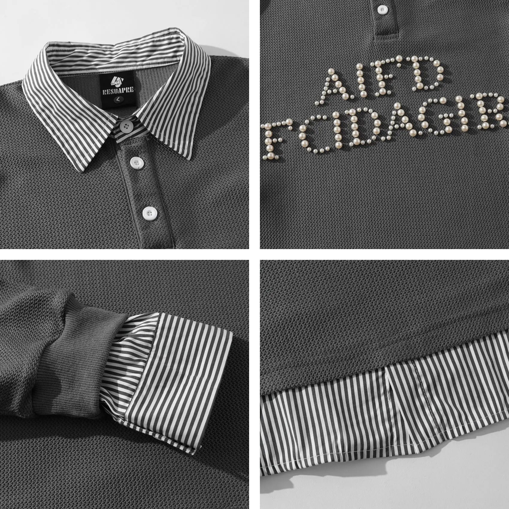 Heavy-duty Rivet Letter Two-piece Polo Shirt for Men and Women, Loose Casual Trendy Personality Couple Top eprolo