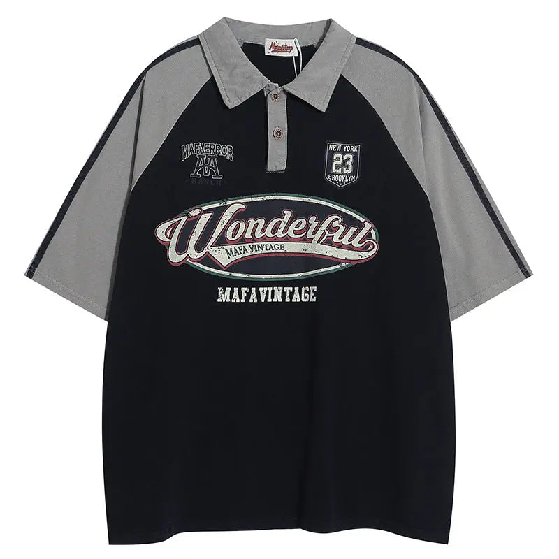 Short Sleeve Polo Shirt Street College Style Couple eprolo