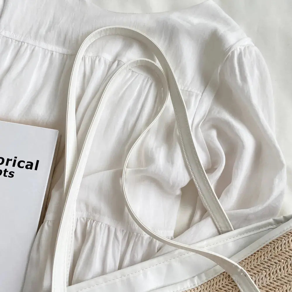 Straw Weave Leather Strap Tote Bag eprolo