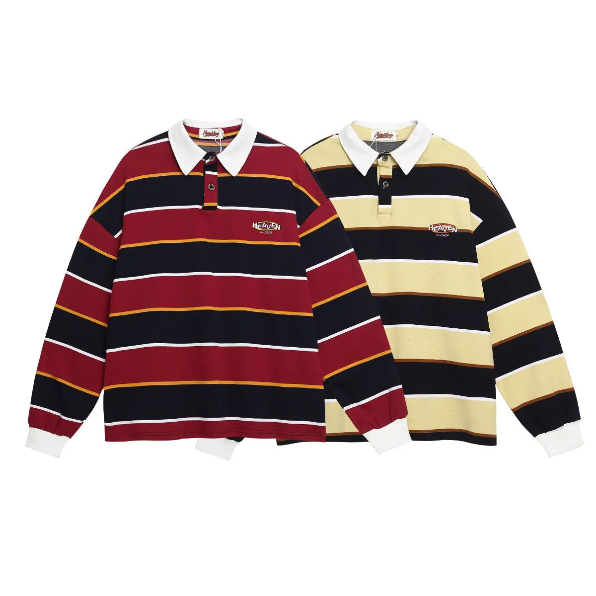 Striped sports campus style polo shirt with a collared sweatshirt eprolo