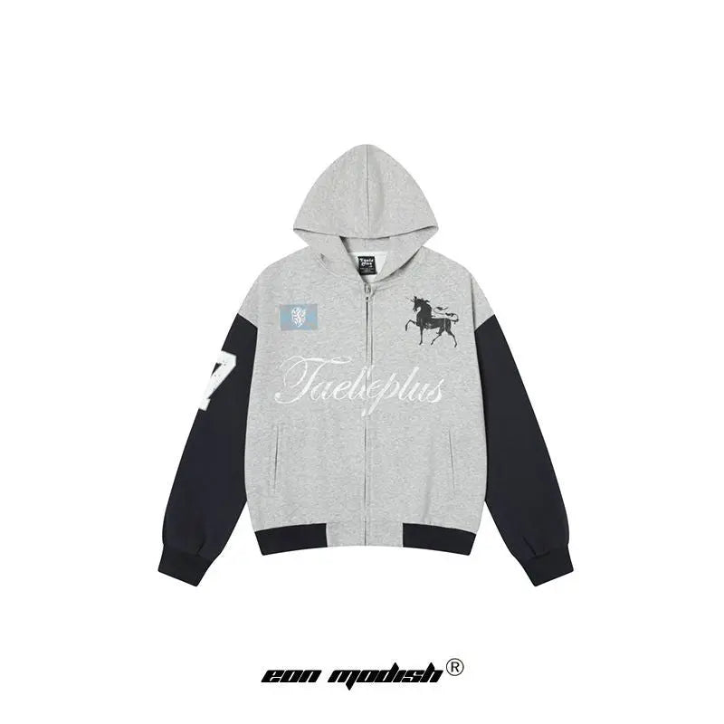 Street Style Faded Printed Cardigan Sweatshirt eprolo