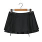 Tie Belt Double Layer Pleated Skirt