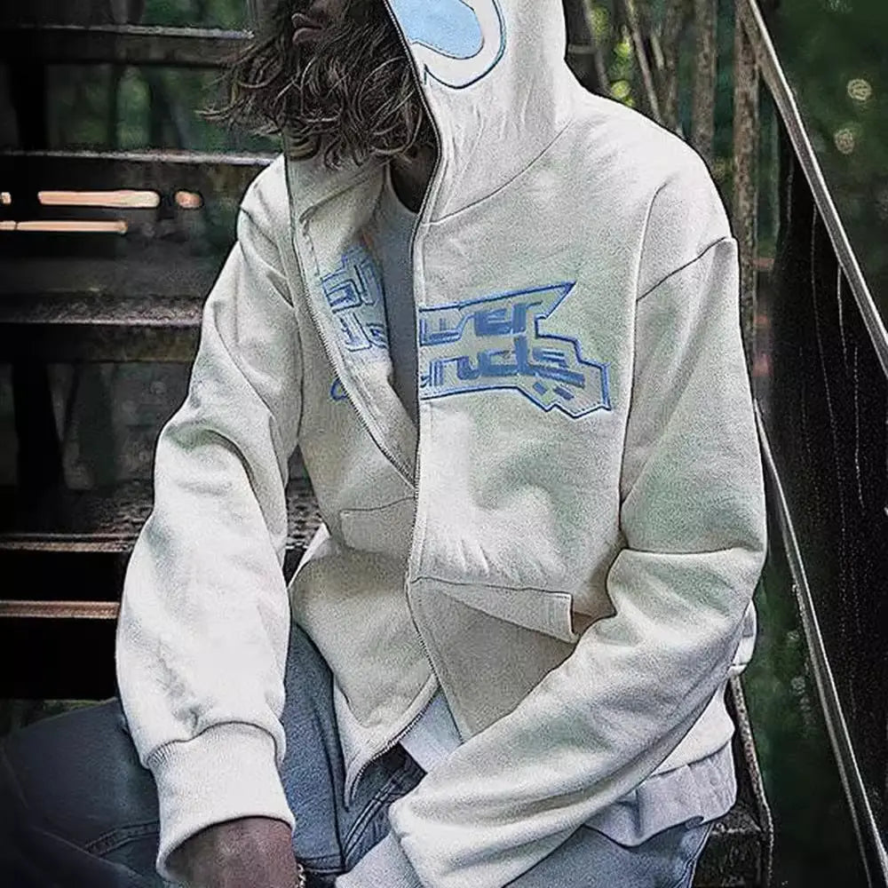 Loose women's hoodie Y2k oversized floral embroidery pattern zipper hoodie eprolo