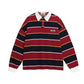 Striped sports campus style polo shirt with a collared sweatshirt eprolo
