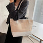 Straw Weave Leather Strap Tote Bag eprolo