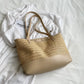 Straw Weave Leather Strap Tote Bag eprolo