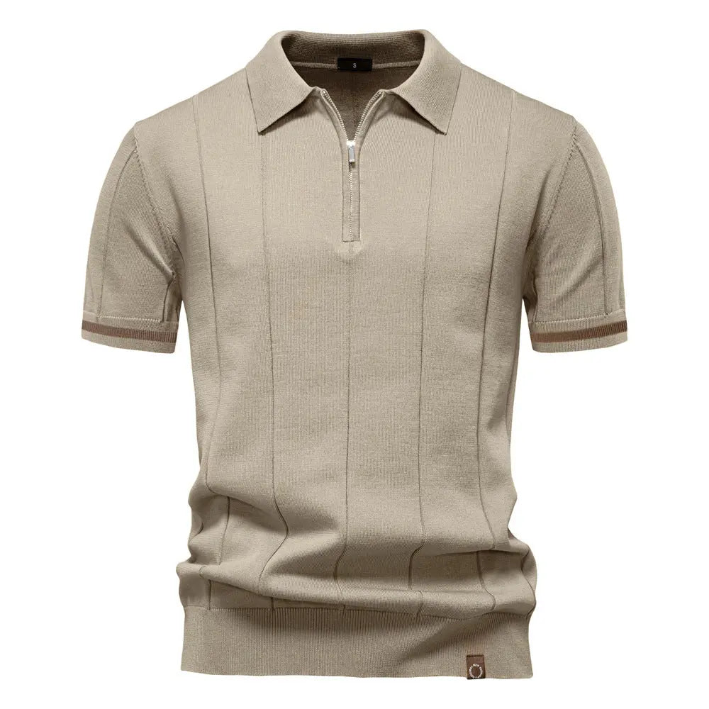 Business Casual Knitted Polo Shirt with Flip Collar Short Sleeve Men's T-Shirt eprolo