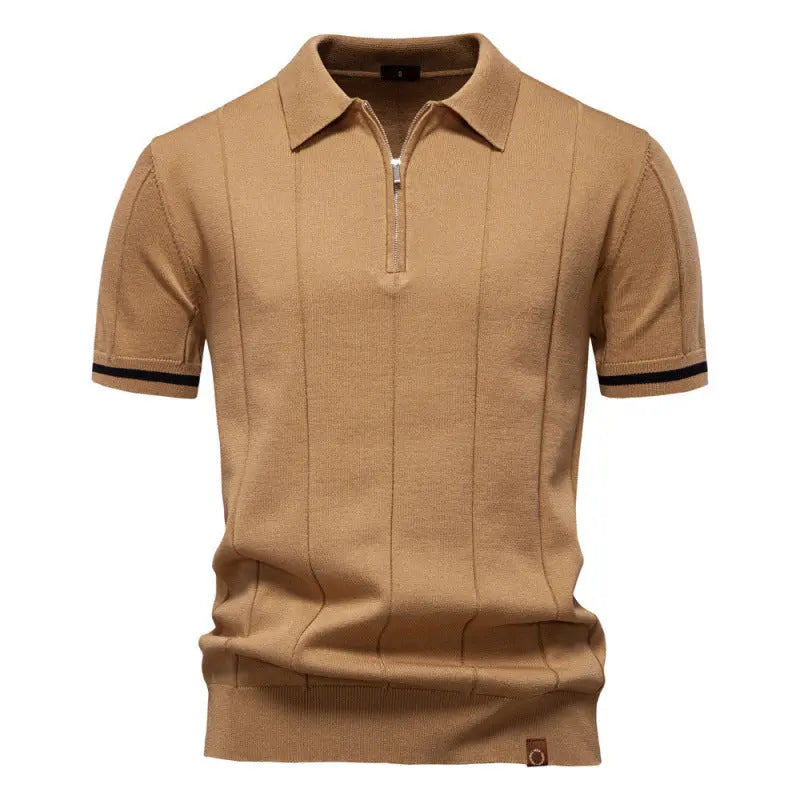 Business Casual Knitted Polo Shirt with Flip Collar Short Sleeve Men's T-Shirt eprolo