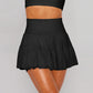 Elegant Mesh High-Waist Skirt with Inner Lining and Pleated Design