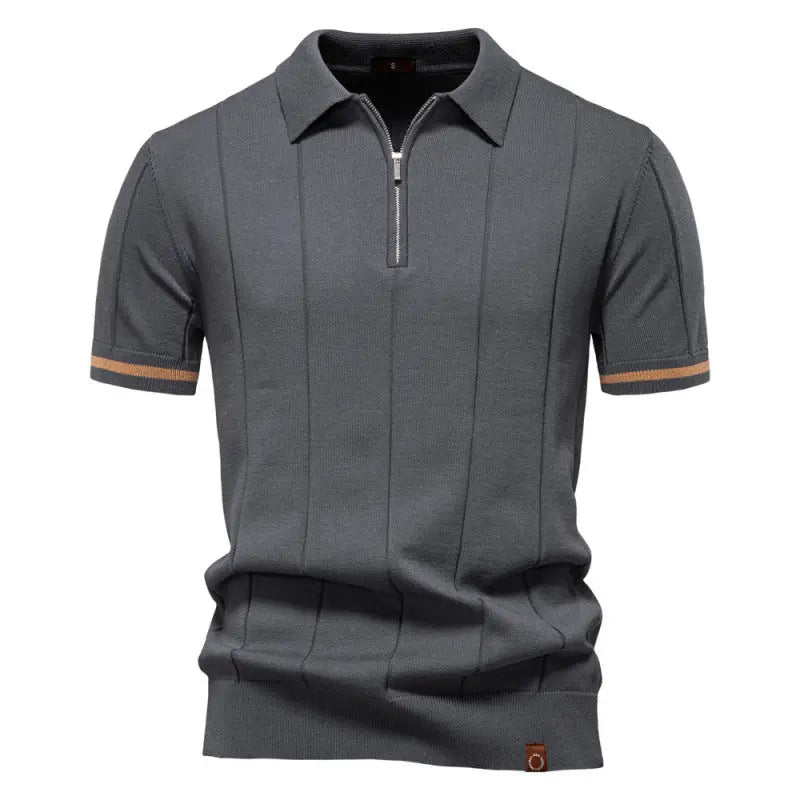 Business Casual Knitted Polo Shirt with Flip Collar Short Sleeve Men's T-Shirt eprolo