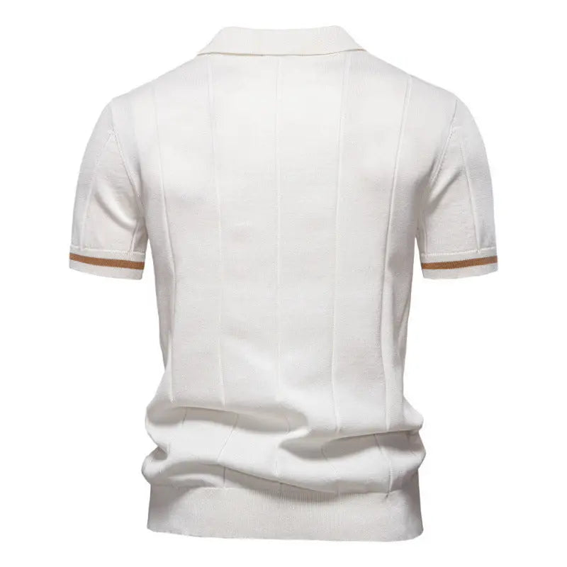 Business Casual Knitted Polo Shirt with Flip Collar Short Sleeve Men's T-Shirt eprolo