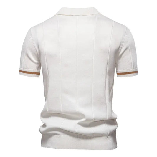 Business Casual Knitted Polo Shirt with Flip Collar Short Sleeve Men's T-Shirt eprolo